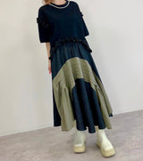 MICALLE MICALLE(ミカーレミカーレ ) デニム切り替えイレヘムスカート