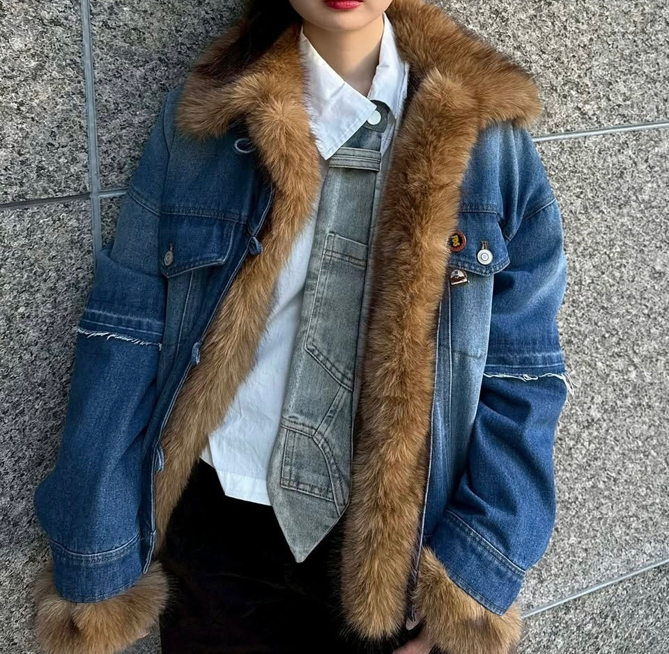 MICALLE MICALLE（ミカーレミカーレ）ファー付きデニムジャケット