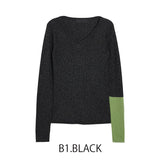 MICALLE MICALLE（ミカーレミカーレ）袖配色ラメニット