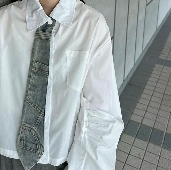 MICALLE MICALLE（ミカーレミカーレ）デニムタイ付シャツ