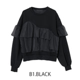 MICALLE MICALLE（ミカーレミカーレ）アシメサテンフリルスウェット