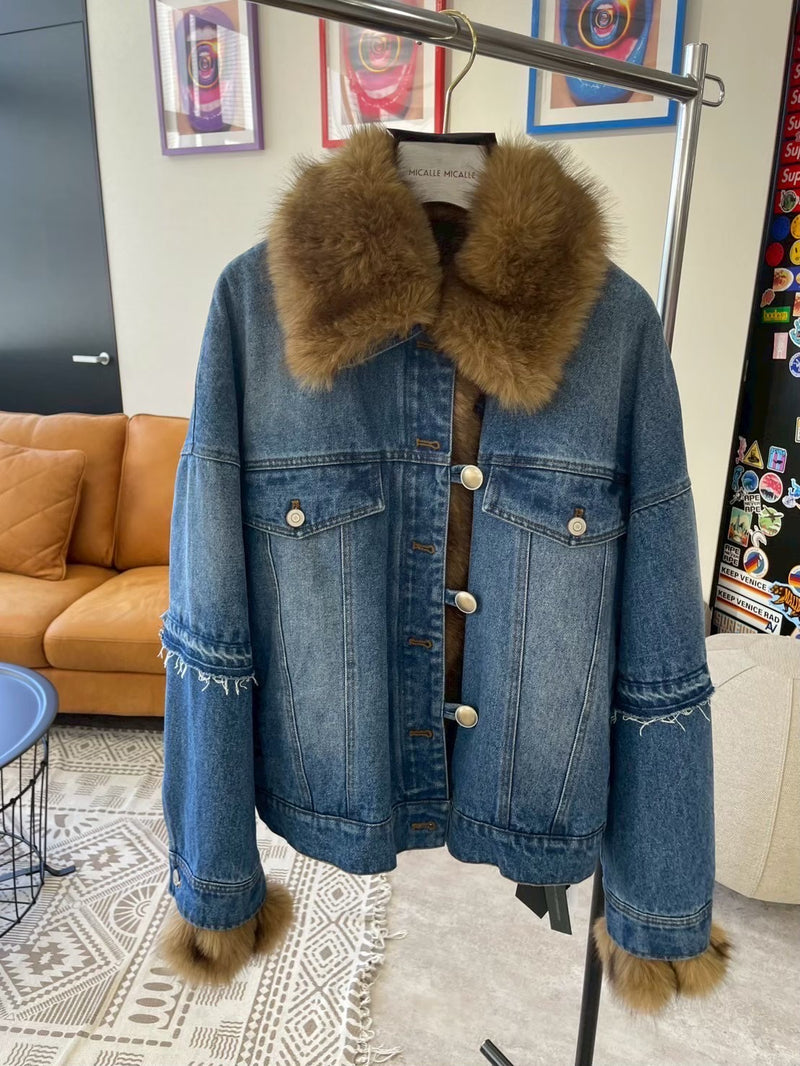 MICALLE MICALLE（ミカーレミカーレ）ファー付きデニムジャケット