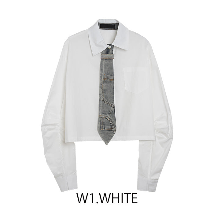 MICALLE MICALLE（ミカーレミカーレ）デニムタイ付シャツ