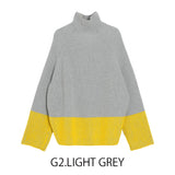 MICALLE MICALLE（ミカーレミカーレ）4COLOR ウオッシャブルハイネックバイカラーニット