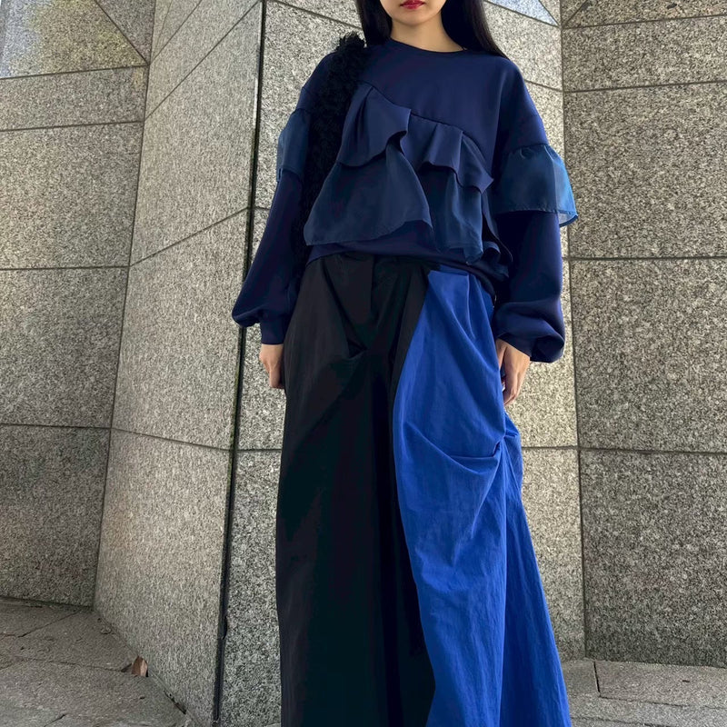 MICALLE MICALLE（ミカーレミカーレ）バイカラー変形ギャザースカート