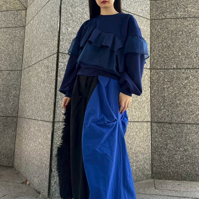 MICALLE MICALLE（ミカーレミカーレ）バイカラー変形ギャザースカート