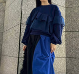 MICALLE MICALLE（ミカーレミカーレ）アシメサテンフリルスウェット