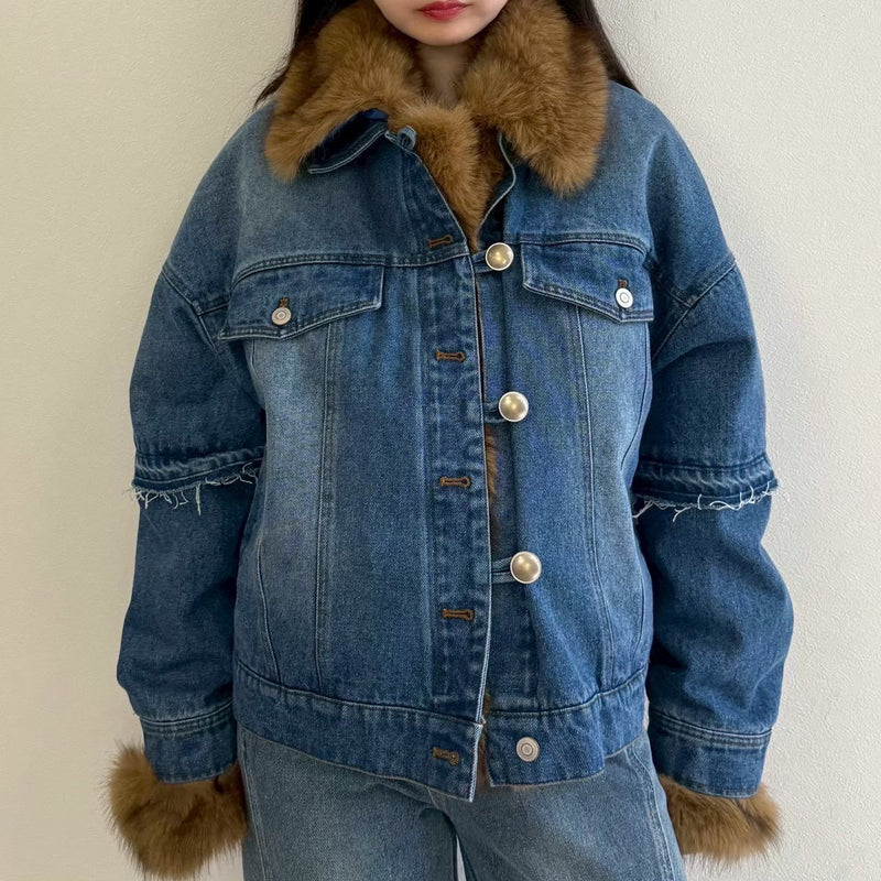 MICALLE MICALLE（ミカーレミカーレ）ファー付きデニムジャケット