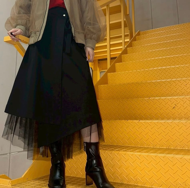 MICALLE MICALLE（ミカーレミカーレ）チュールドッキングイレヘムスカート