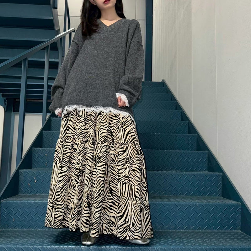 MICALLE MICALLE（ミカーレミカーレ）柄ティアードスカート