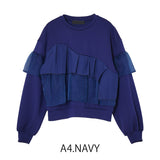 MICALLE MICALLE（ミカーレミカーレ）アシメサテンフリルスウェット