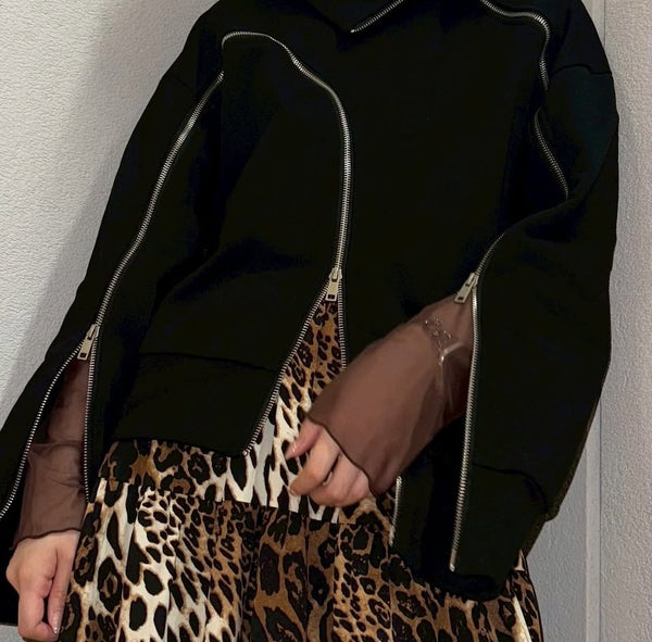 MICALLE MICALLE（ミカーレミカーレ）ZIPデザイン裏毛プルオーバー