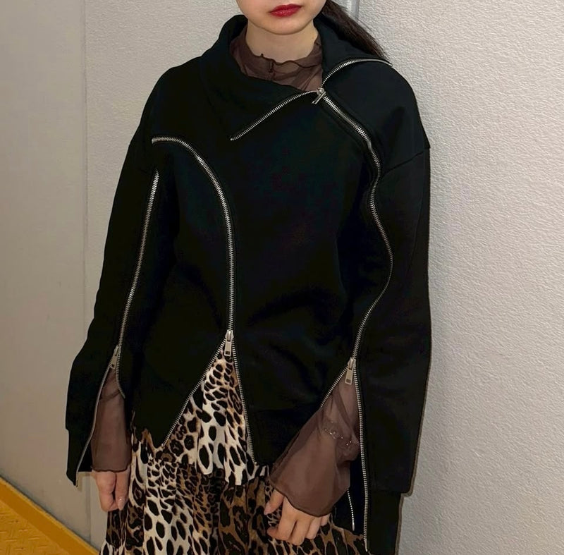 MICALLE MICALLE（ミカーレミカーレ）ZIPデザイン裏毛プルオーバー