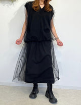 MICALLE MICALLE（ミカーレミカーレ ) チュールドッキングニットベスト