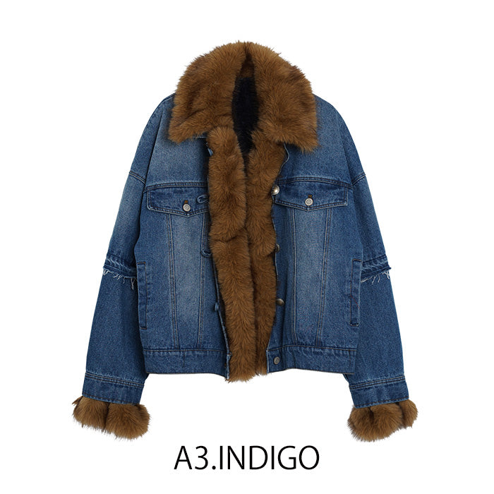 MICALLE MICALLE（ミカーレミカーレ）ファー付きデニムジャケット