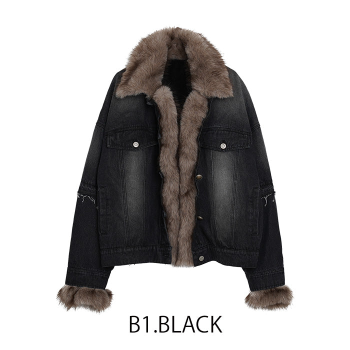 MICALLE MICALLE（ミカーレミカーレ）ファー付きデニムジャケット