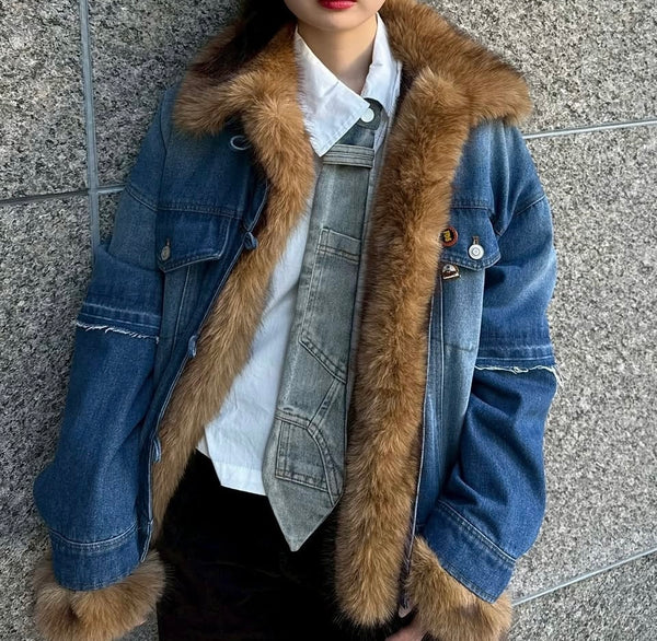 MICALLE MICALLE（ミカーレミカーレ）ファー付きデニムジャケット