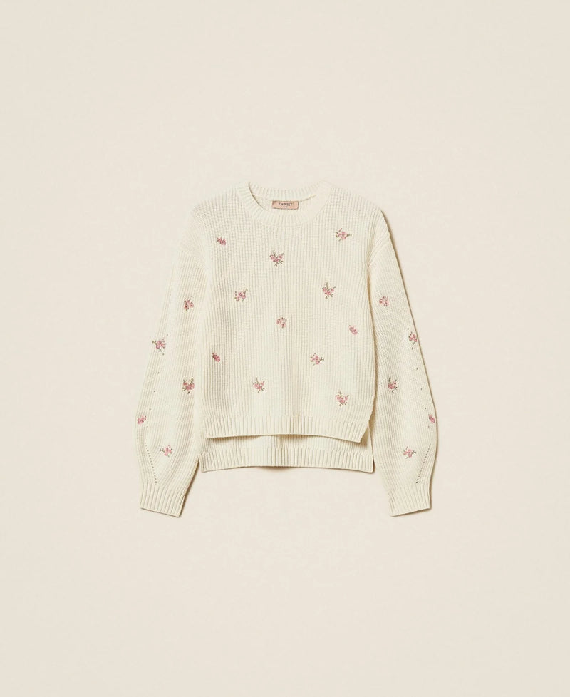 TWINSET（ツインセット）フラワー刺繍ブリオッシュ編みセーター