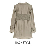 MICALLE MICALLE（ミカーレミカーレ）2カラー ギャザリングビスチェ付シアーブラウス