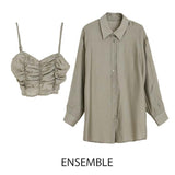 MICALLE MICALLE（ミカーレミカーレ）2カラー ギャザリングビスチェ付シアーブラウス