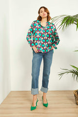 Souvenir (スーベニア) ハーフボタンブラウス