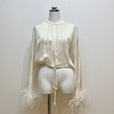 Dixie（ディクシー）2カラー フェザースリーブブラウス