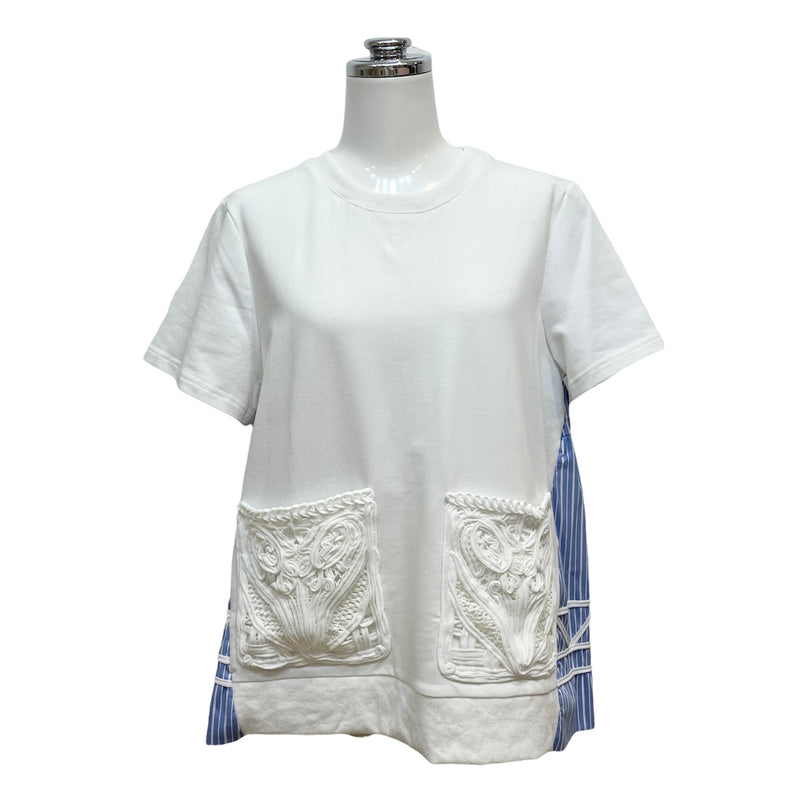 MICALLE MICALLE（ミカーレミカーレ）2カラー 刺繍ポケット異素材mixプルオーバー