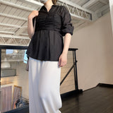 MICALLE MICALLE（ミカーレミカーレ）2カラー ギャザリングビスチェ付シアーブラウス